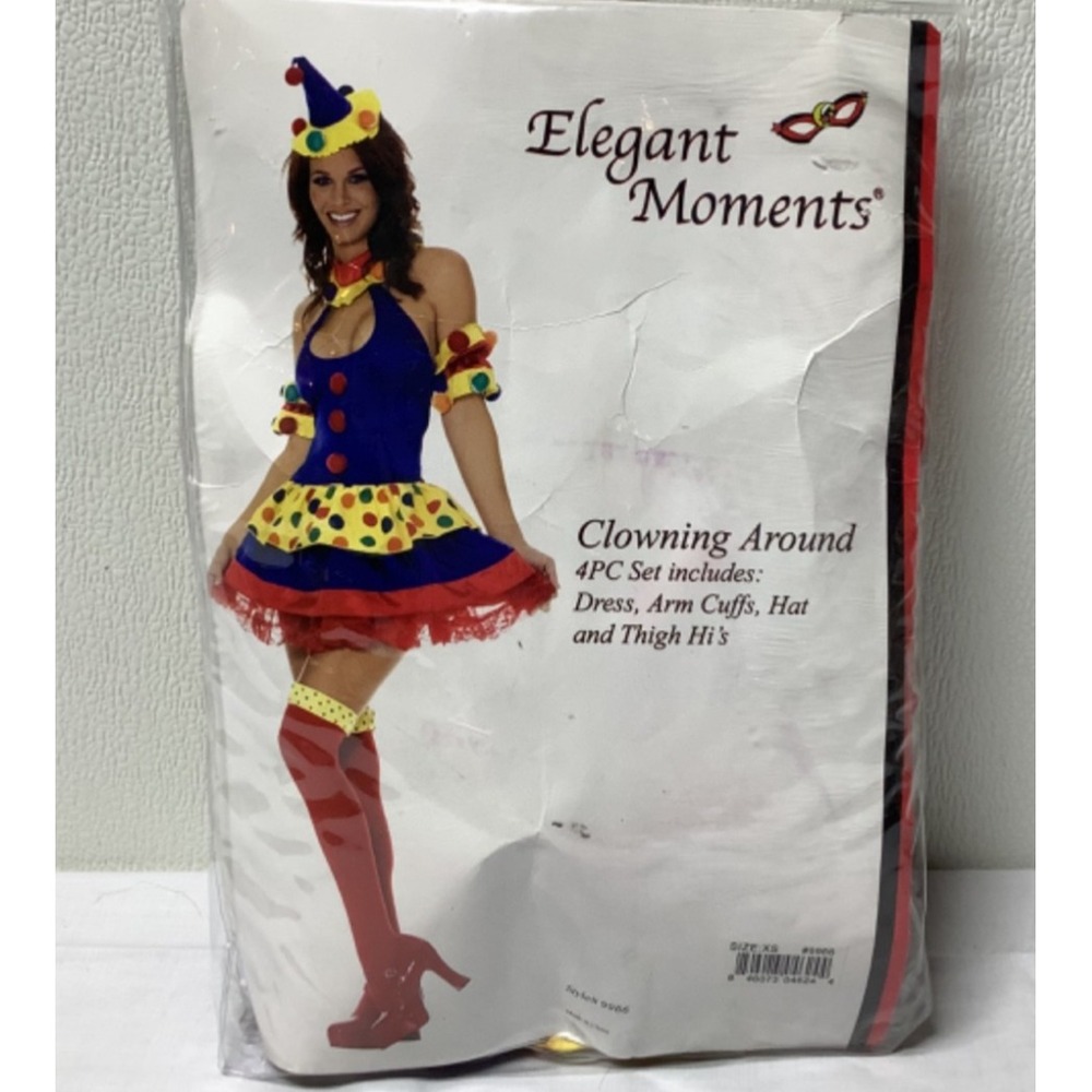 Clown Costume Women's Size XS Elegant Moments "Clowning Around" Halloween Set